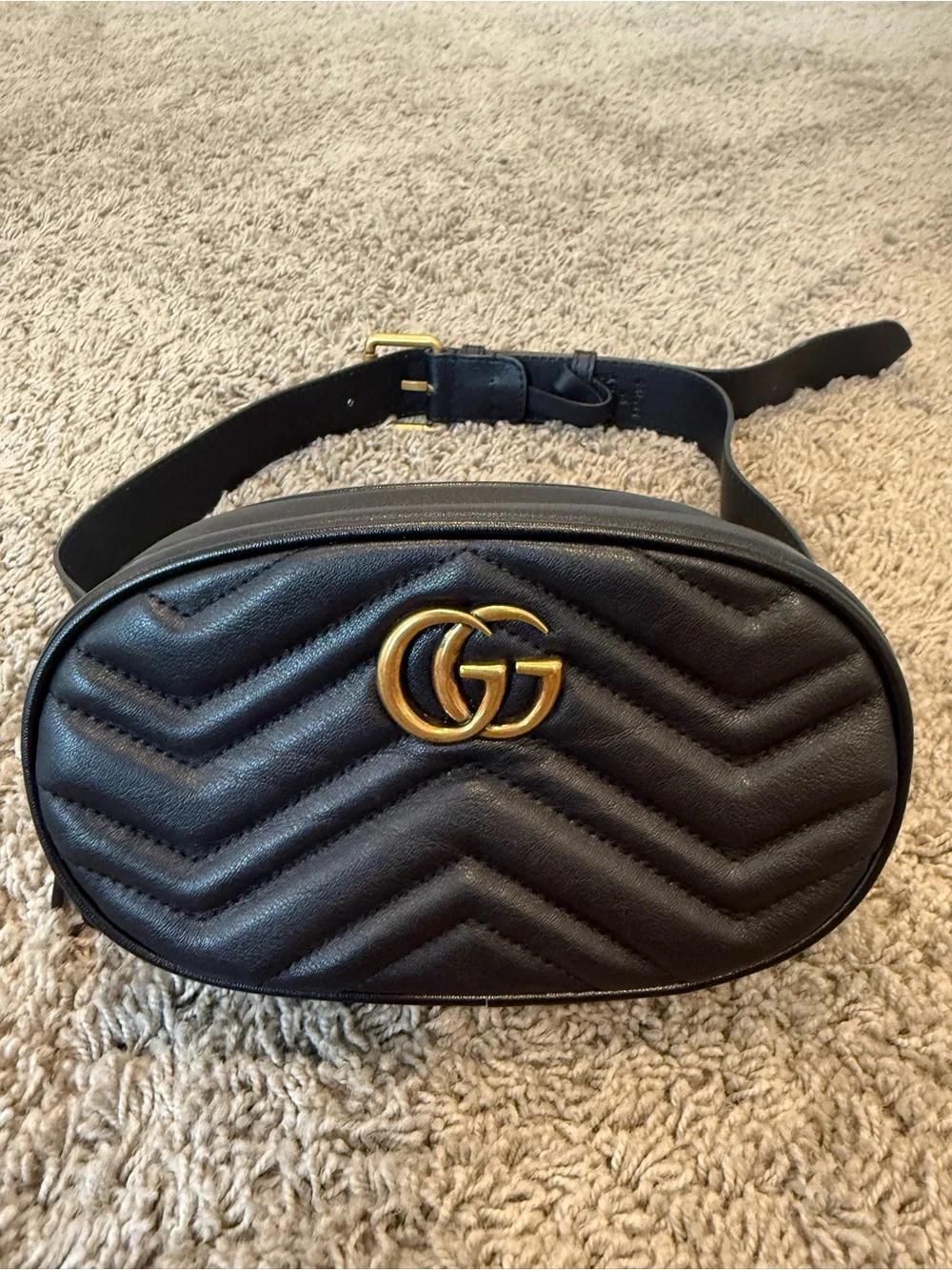 Gucci Marmont Black Quilted Leather Belt Bag